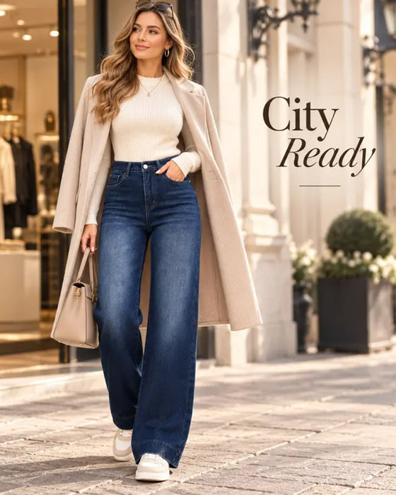 Fleeceforede wide-leg jeans