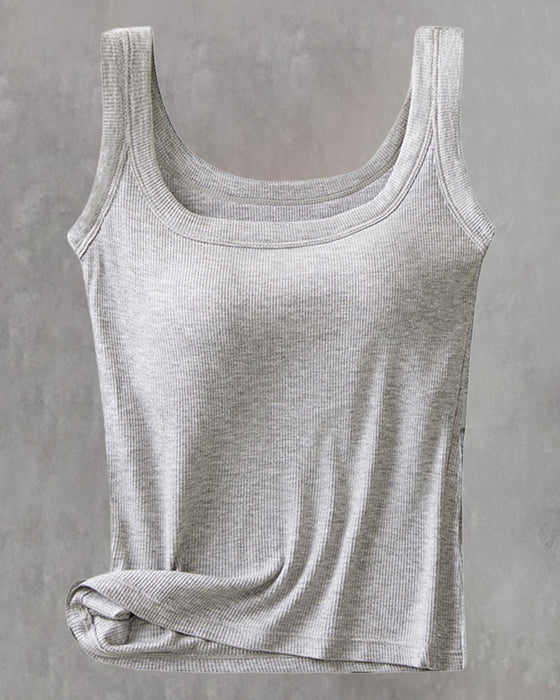 Ærmeløs Top I Ensfarvet Med Indbygget Bh