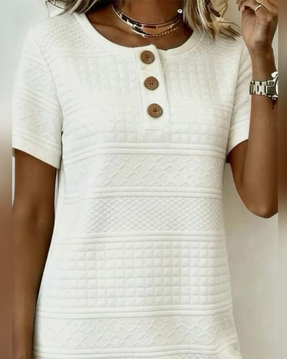 Kjole Treknap Jacquard Lige