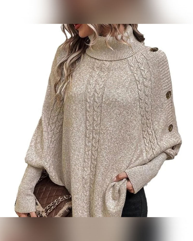 Pullover Turtleneck Uregelmæssig Flet Knap