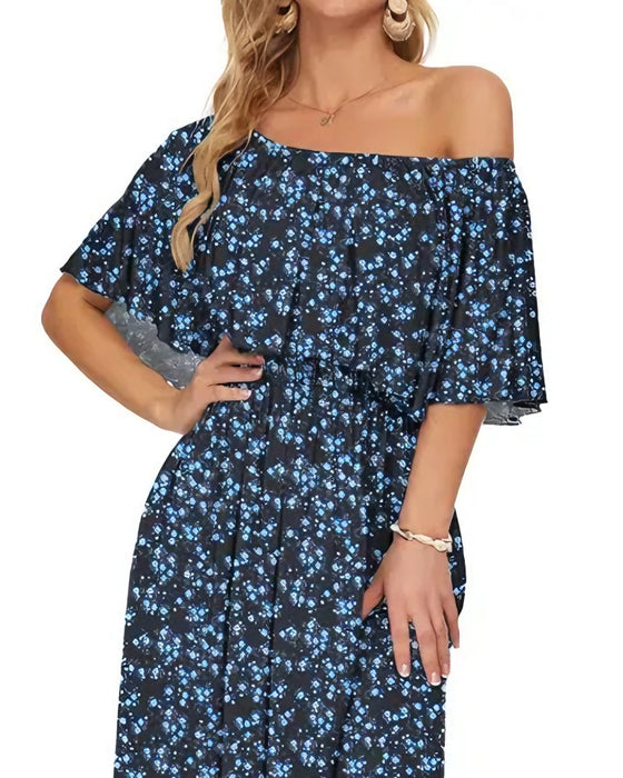 Kjole Elegant Blækvask Blomstret Maxi