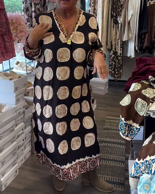 Kjole Langærmet V-Hals Trykt