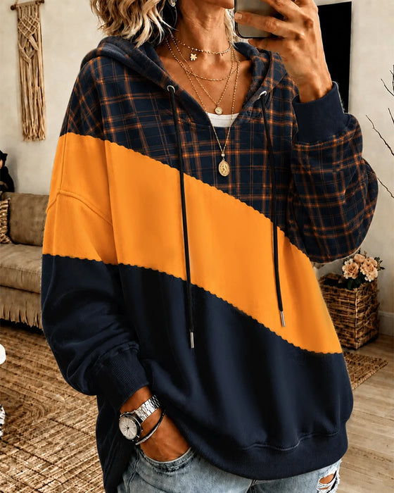 Hoodie Med Hætte Kontrast Afslappet