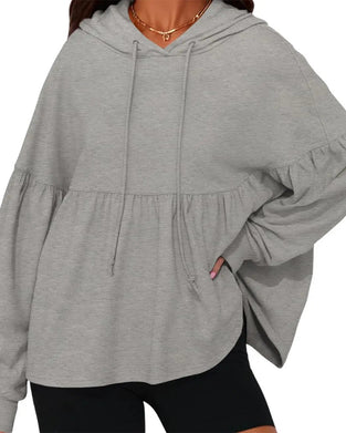 Sweatshirt Hætte Snørebånd Løs