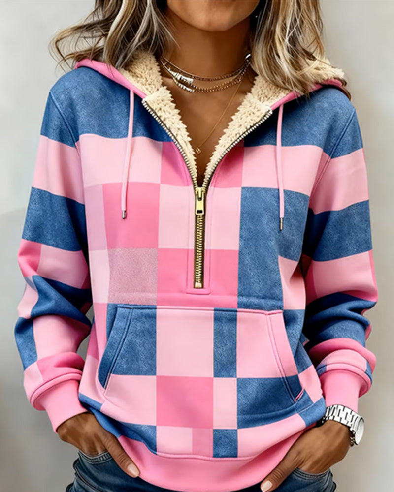 Hættetrøje Halvlynlås Fleeceforet