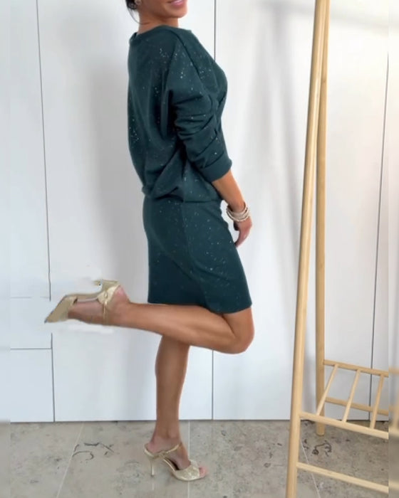 Kjole Rund Hals Fin Glitter Modne