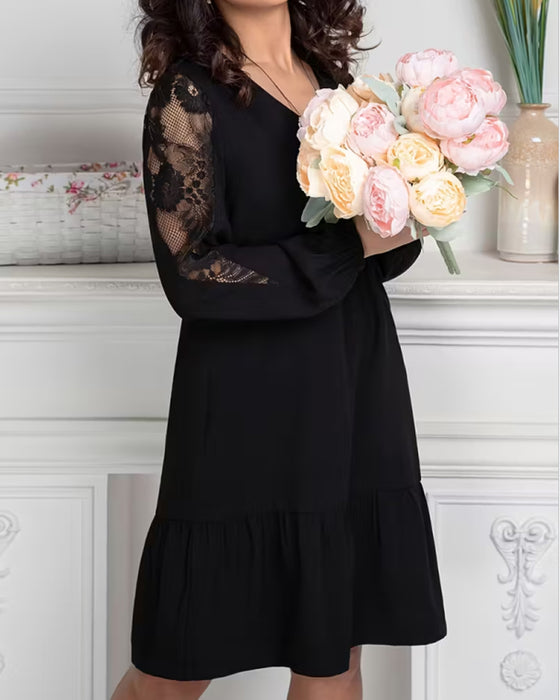 Kjole Mesh Patchwork V-hals