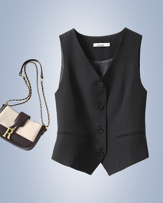 Ensfarvet temperament vestjakke til kvinder