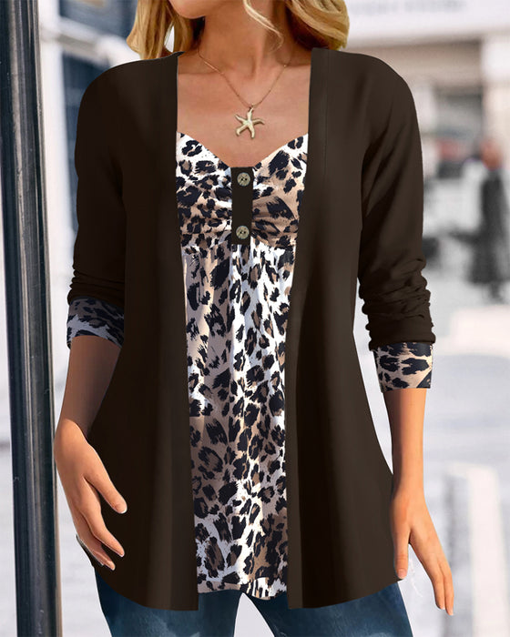 Top Falsk Todelt Leopardprint