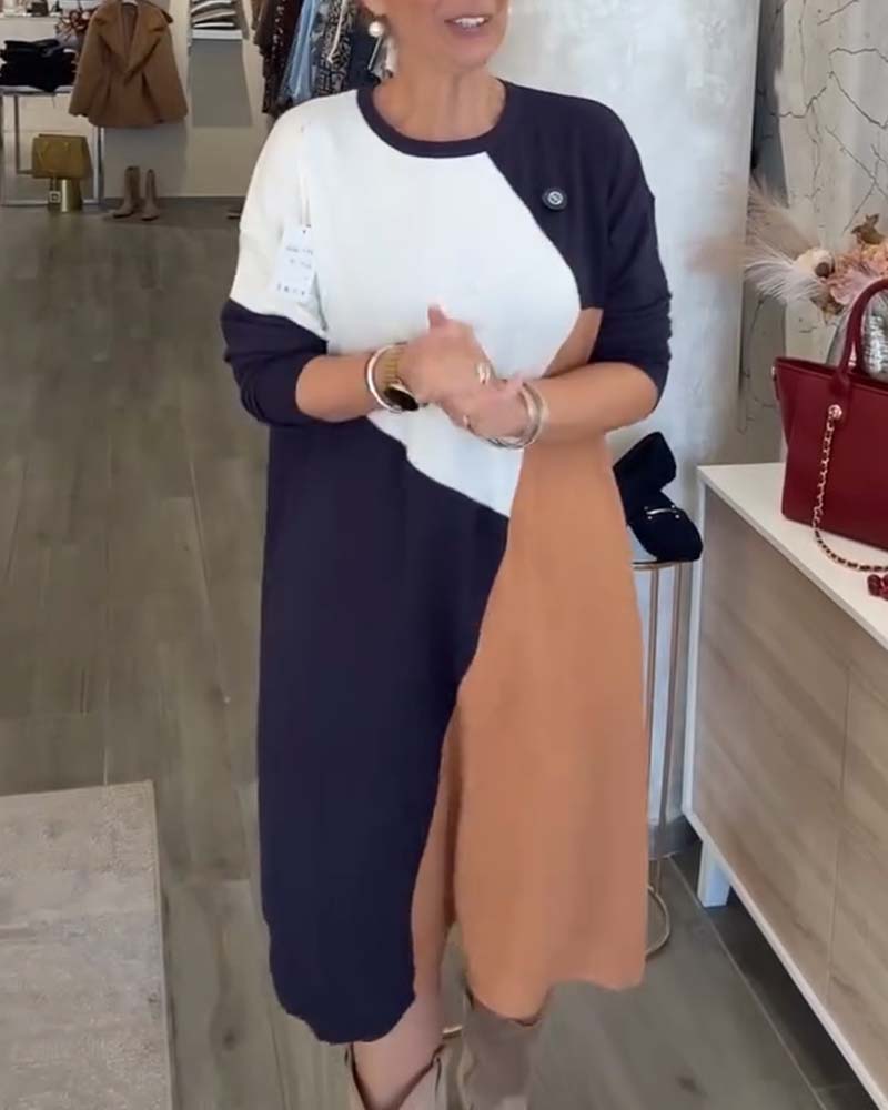 Kjole Stilfuld Løstsiddende Farveblokeret