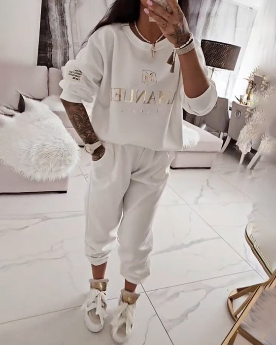 Sæt Sporty Casual Trykt To-Delts