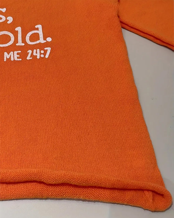 Sweater V-hals Bogstavtryk Løs Casual