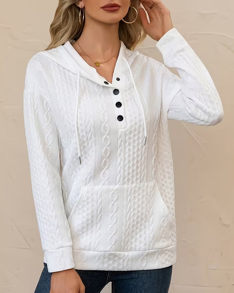 Hoodie I Enfarvet Knaphul Jacquard