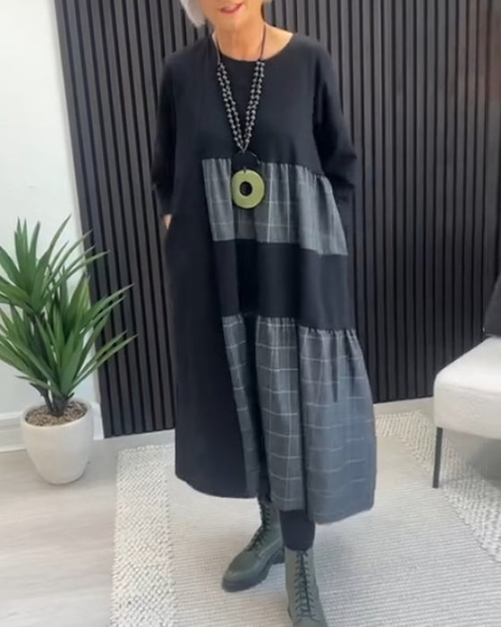 Sort-grå kjole med farveblok