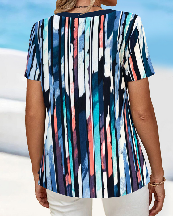 T-shirt Kortærmet Bred Krave Trykt