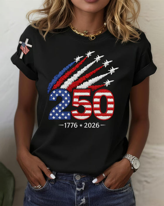 T-Shirt Flag Fly Print Kort Ærme