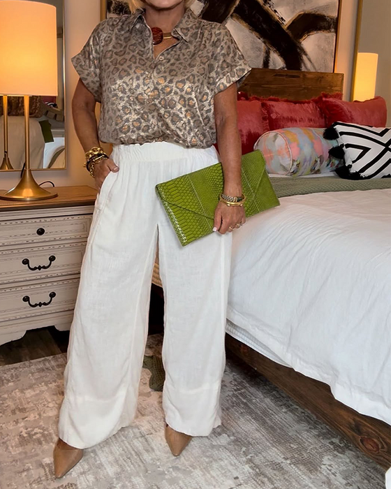 Bluse afslappet leopardprint