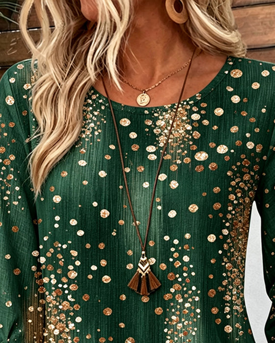 Bluse Rundhalset Polka Dot