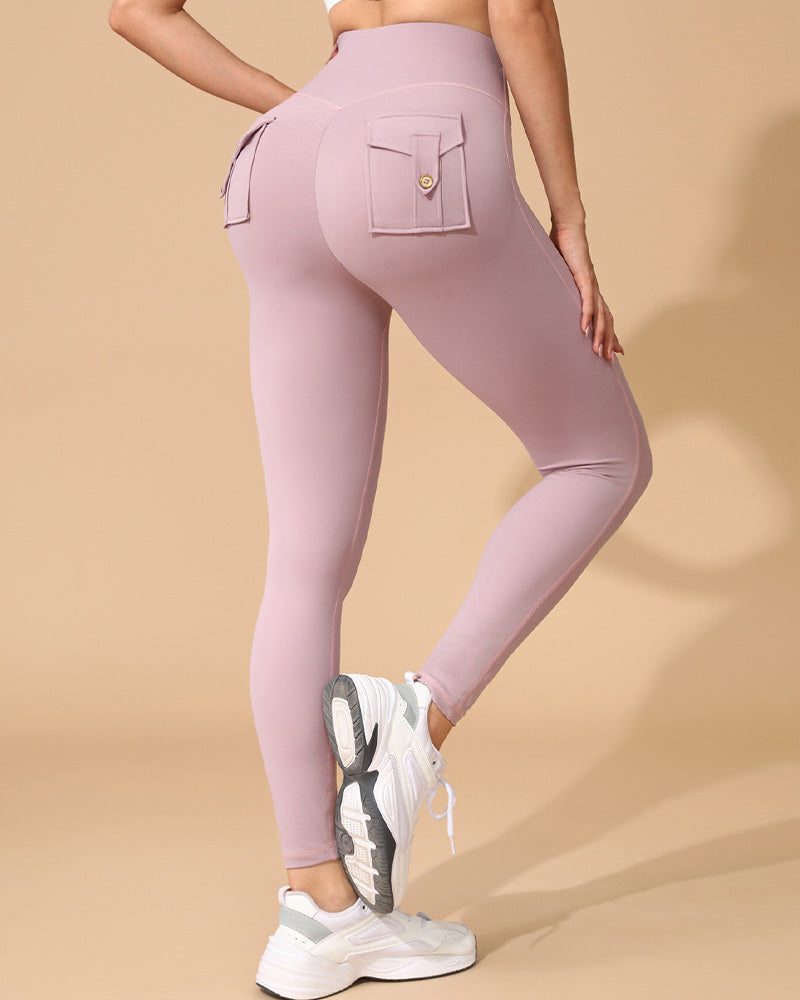 Bukser Lomme Ensfarvet Slim Fit Yoga