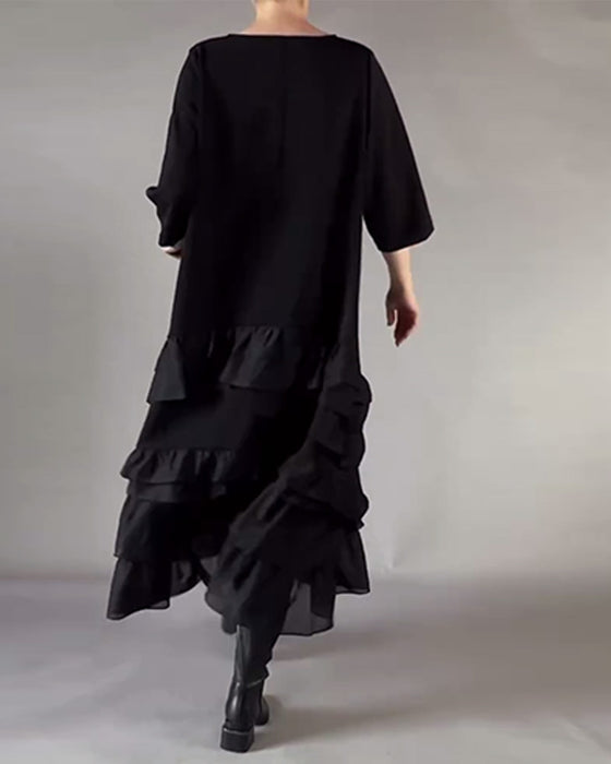 Kjole Med Rund Hals Og Dobbelt Lag