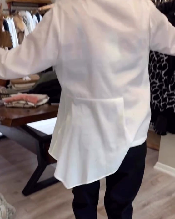 Skjorte Uregelmæssig Krave Ensfarvet