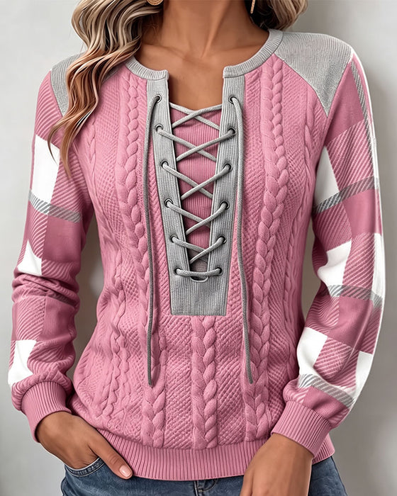 Sweatshirt Rund Hals Stropper Ternet Tryk