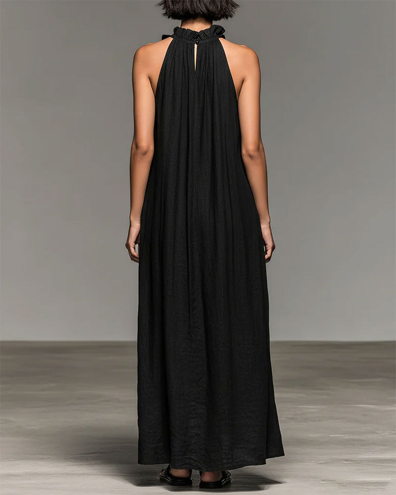 Kjole Halterneck Rynket Lang