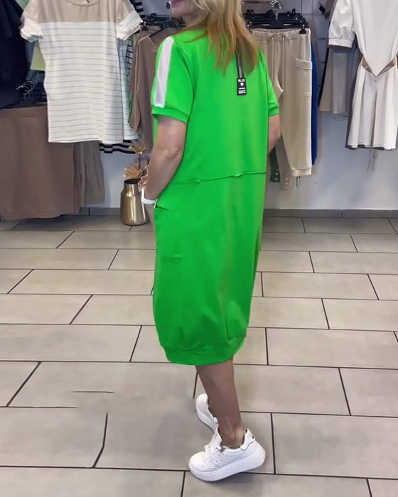 Kjole Korte Ærmer Printet Lige