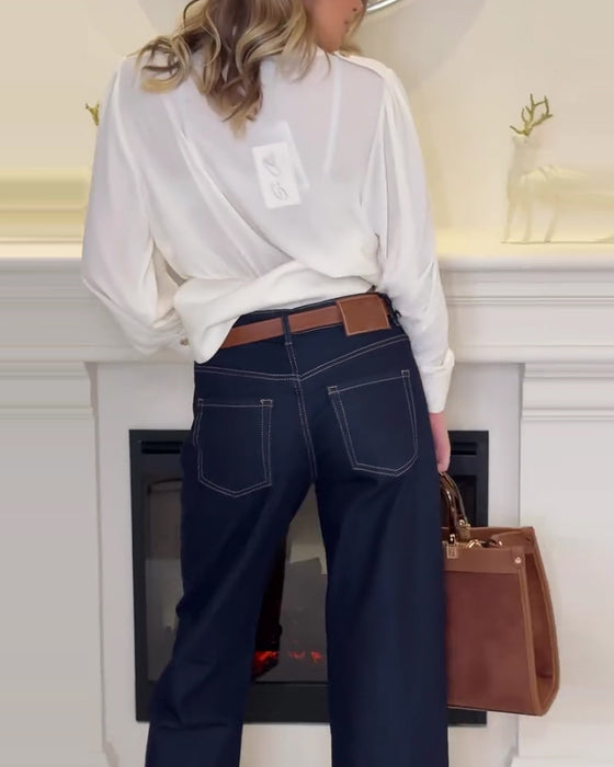 Topp Ensfarvet Elegant Jakkesætskrave