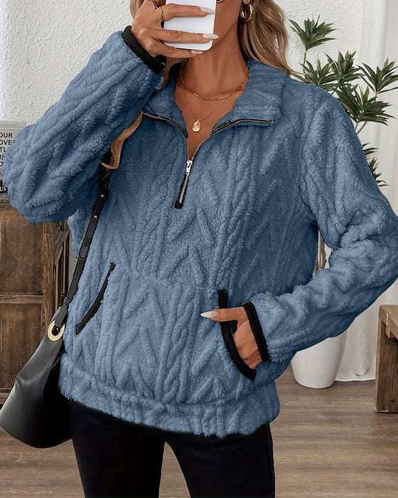 Sweatshirt Revers Lynlås Foran Ulden