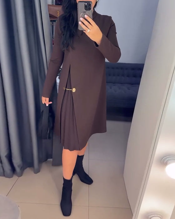 Elegant Kjole Med Malet Patchwork