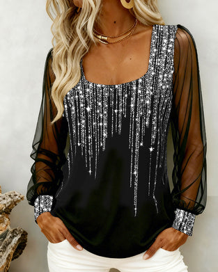 Moderne Langærmet Top Med Patchworkdetaljer