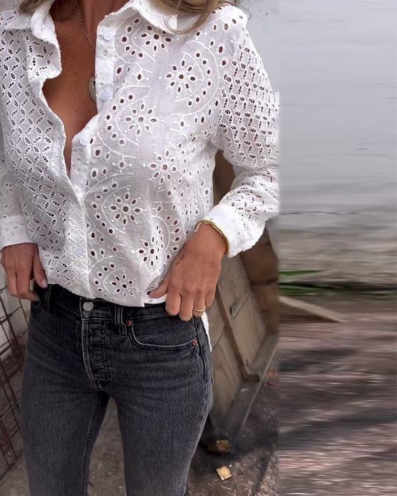 Skjorte Langærmet Flip Udskåret