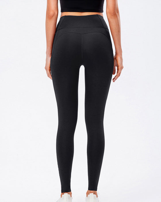 Ensfarvede leggings med fleecelommer