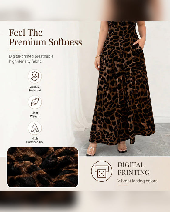 Kjole Afslappet Leopard Maxi
