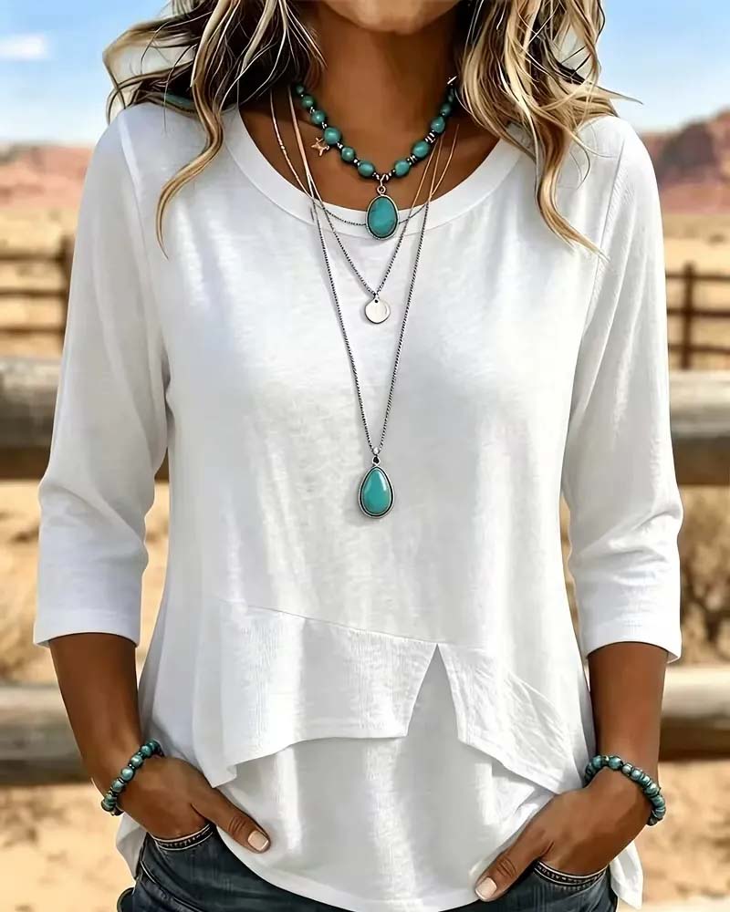Top Crew Hals Patchwork Asymmetrisk Søm