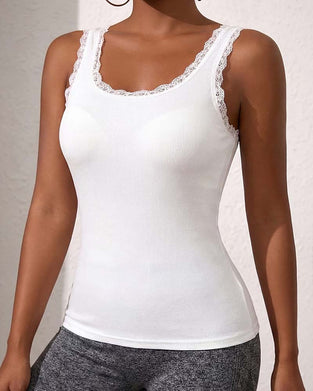 Tank Top Polstret Blonder Kant