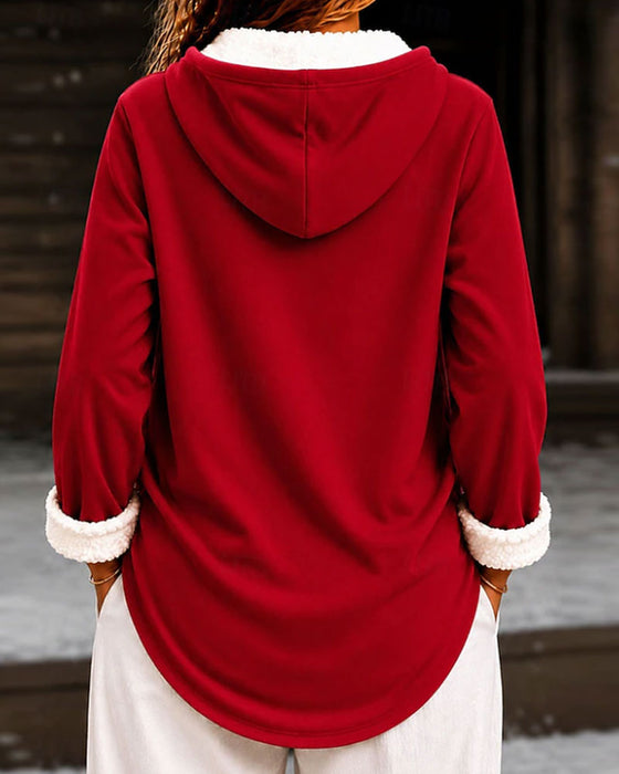 Hoodie Hætte Højtid Tryk Afslappet