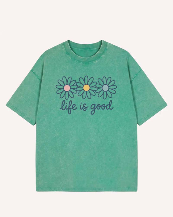 T-Shirt Tusindfryd Tryk Afslappet Slidt