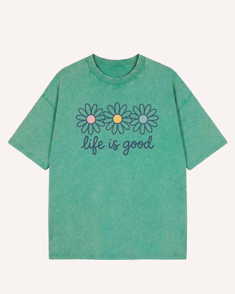 T-Shirt Tusindfryd Tryk Afslappet Slidt