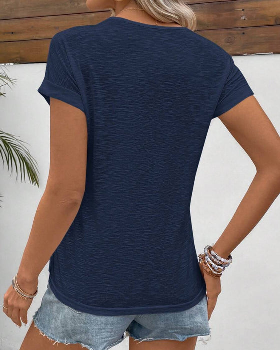 T-Shirt Rund Hals Ensfarvet Kortærmet