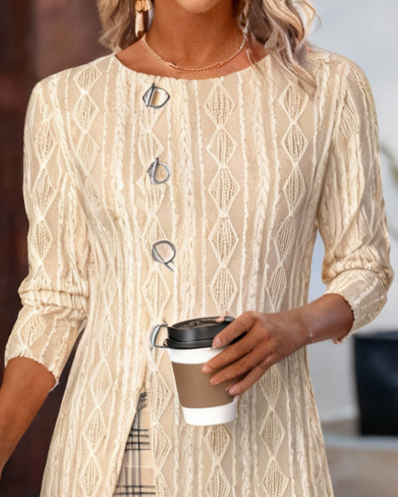 Top I Ternet Patchwork Med Rund Halsudskæring