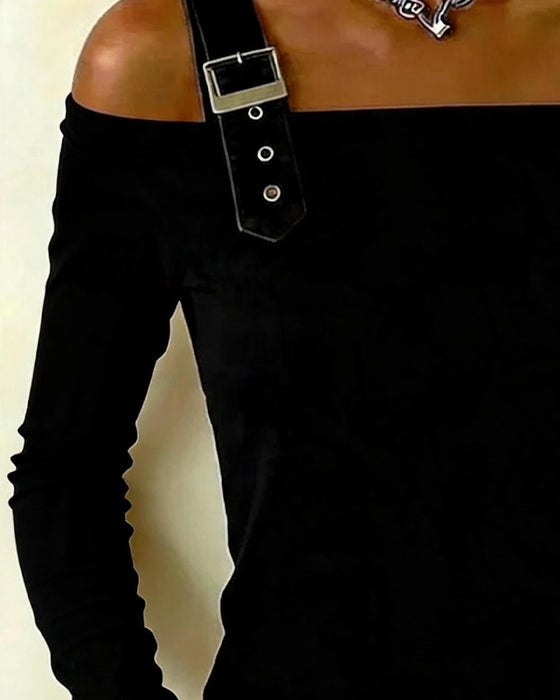 Top Lang Ærme Off-Shoulder Kamisol