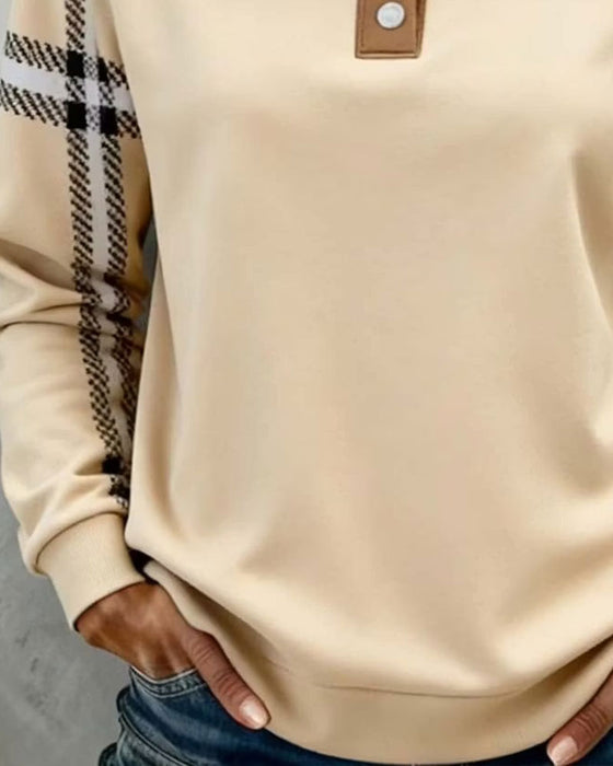 Sweatshirt Turtleneck Knap Stribet Lang Ærme