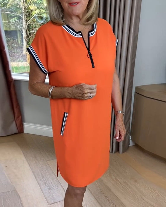 Kjole Halv-Lynlås Kontrastfarve Sport