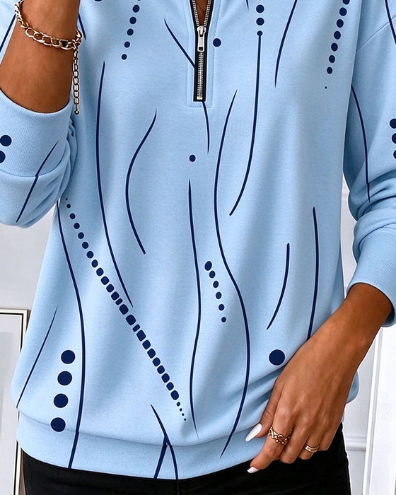 Sweatshirt Lynlås Linje Rundhalset