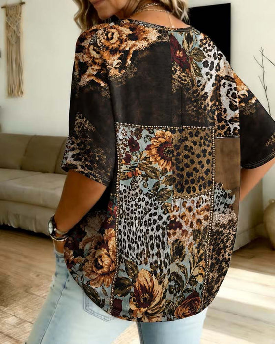 Bluse Leopard V-Hals Casual