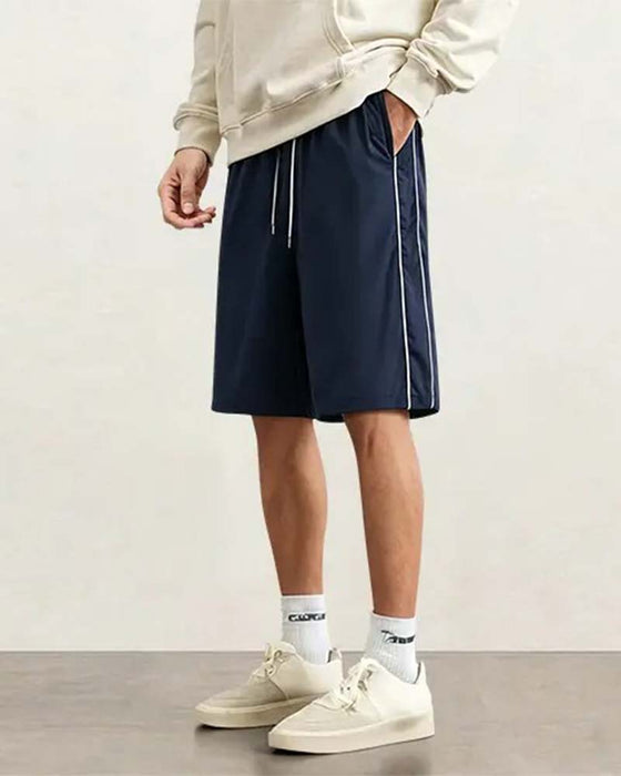 Shorts Dobbelt Hvid Stribe Knælang Casual