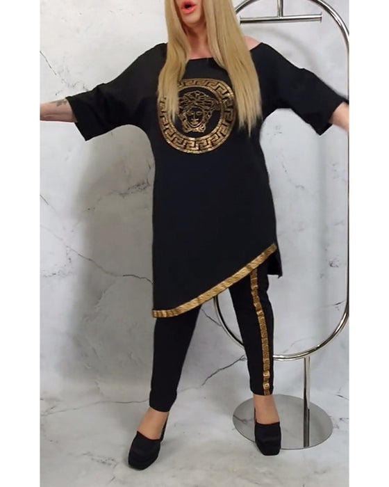 To-delt sæt | Bukser med top i uregelmæssig længde