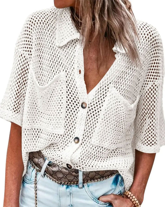 Cardigan Revers Hul Mesh
